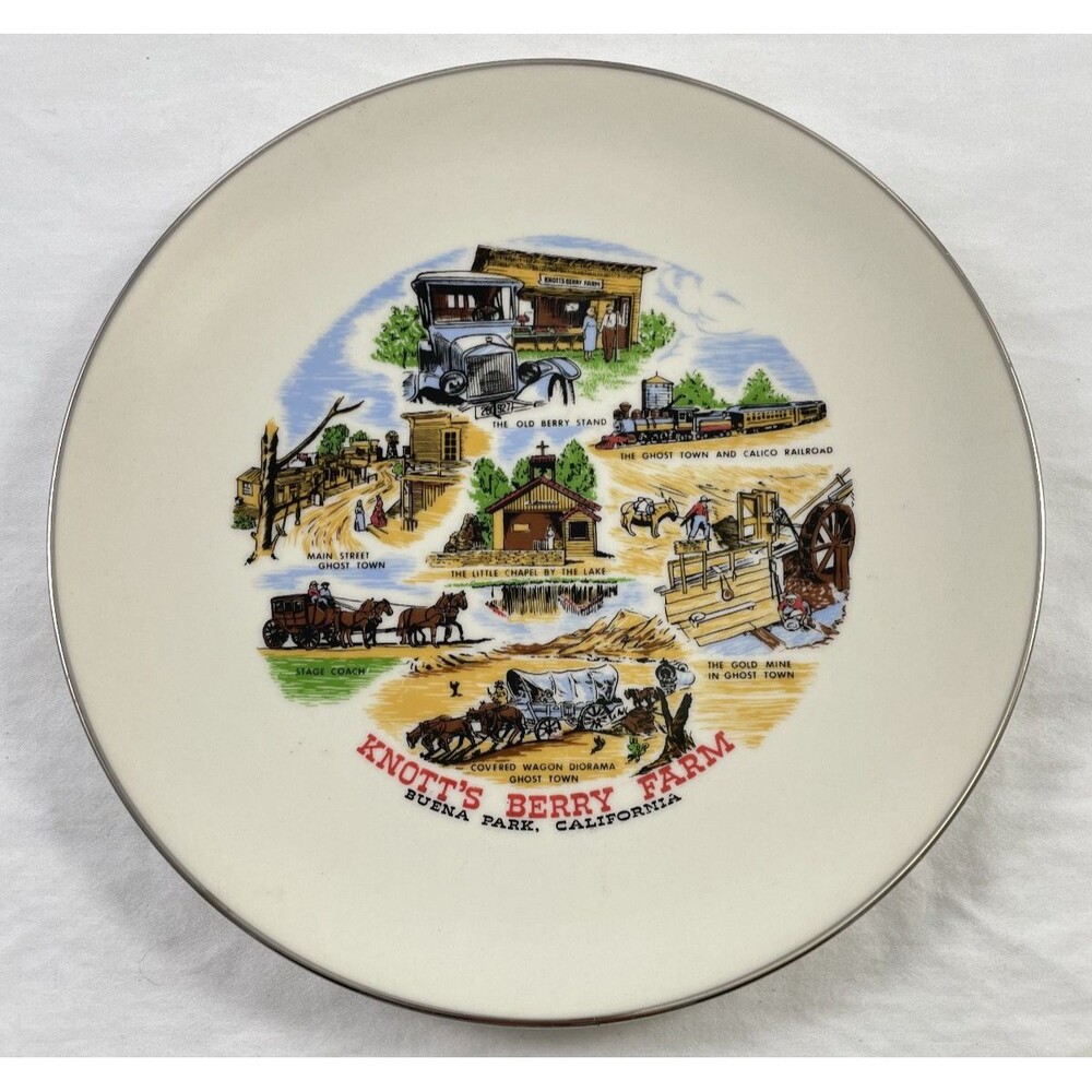 Knott’s Berry Farm Souvenir Plate California Ghost Town Mine Railroad MCM VTG